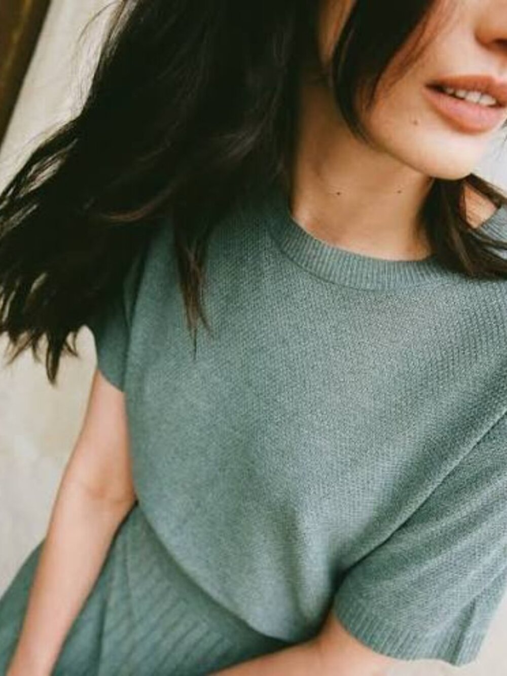 KOTN Mesh Tee in Discontinued Pale Green Colourway